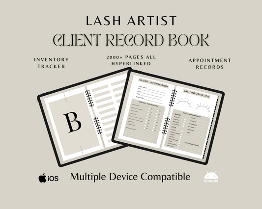 Client Record Book Eyelashes, Modern Lash Client Information Book, Instant Download, GoodNotes Compatible, Instant Download, Consent forms included