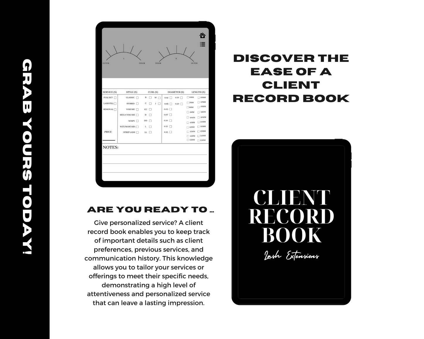 Client Information Record Book, 2,109 Paged Digital client record book with hyperlinked tabs