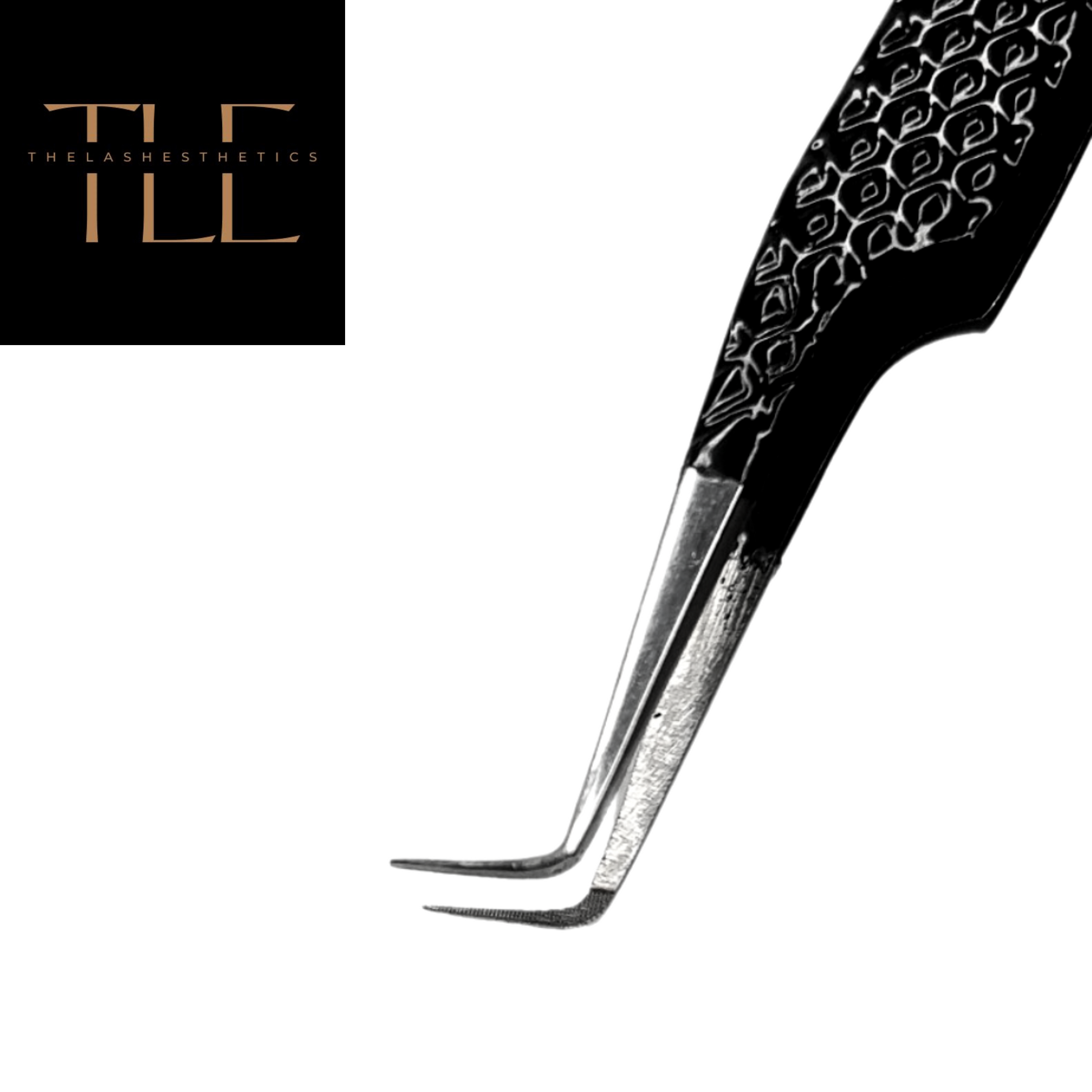 90 degree Fiberfluff volume tweezers with fiber tip for professional lash artists