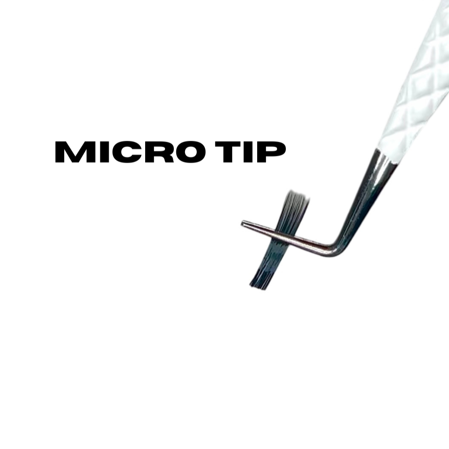 Close-up of micro tip volume tweezer showing fine precision tips