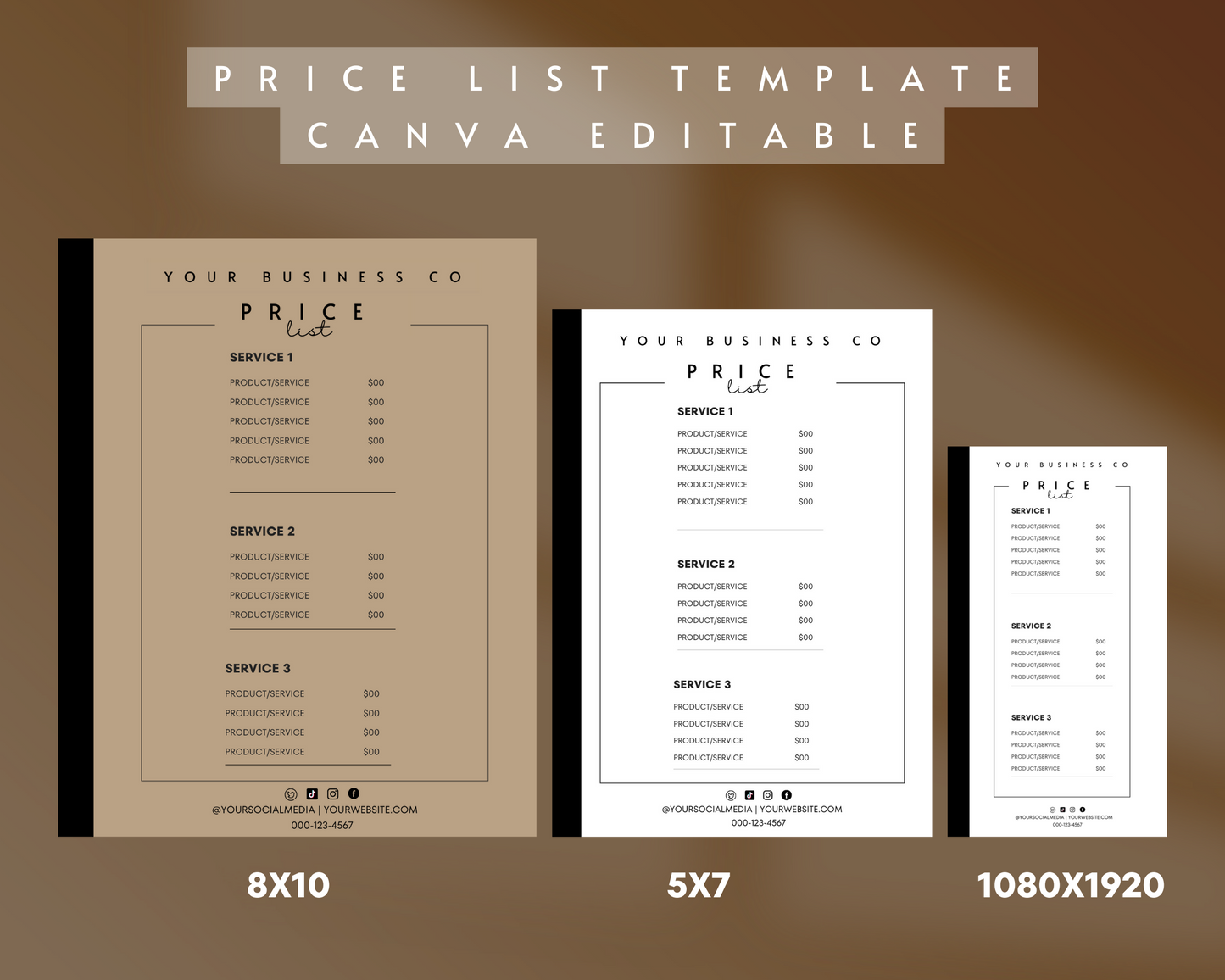 DIY Price List Template Editable | 6 Canva Templates for Lash Artist Beauty Salon Nail Makeup Hair Stylist, Printable Bundle Price List