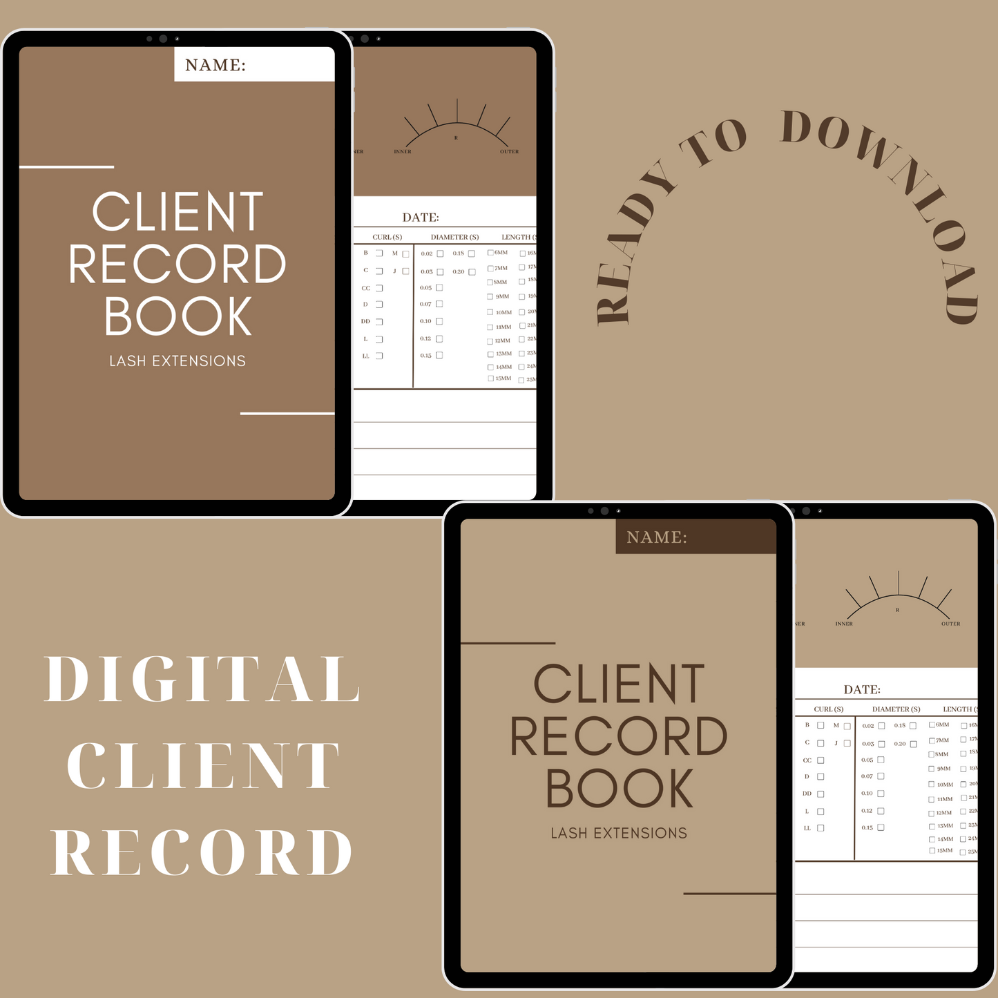 Digital Lash Client Record Books, Client Information Card