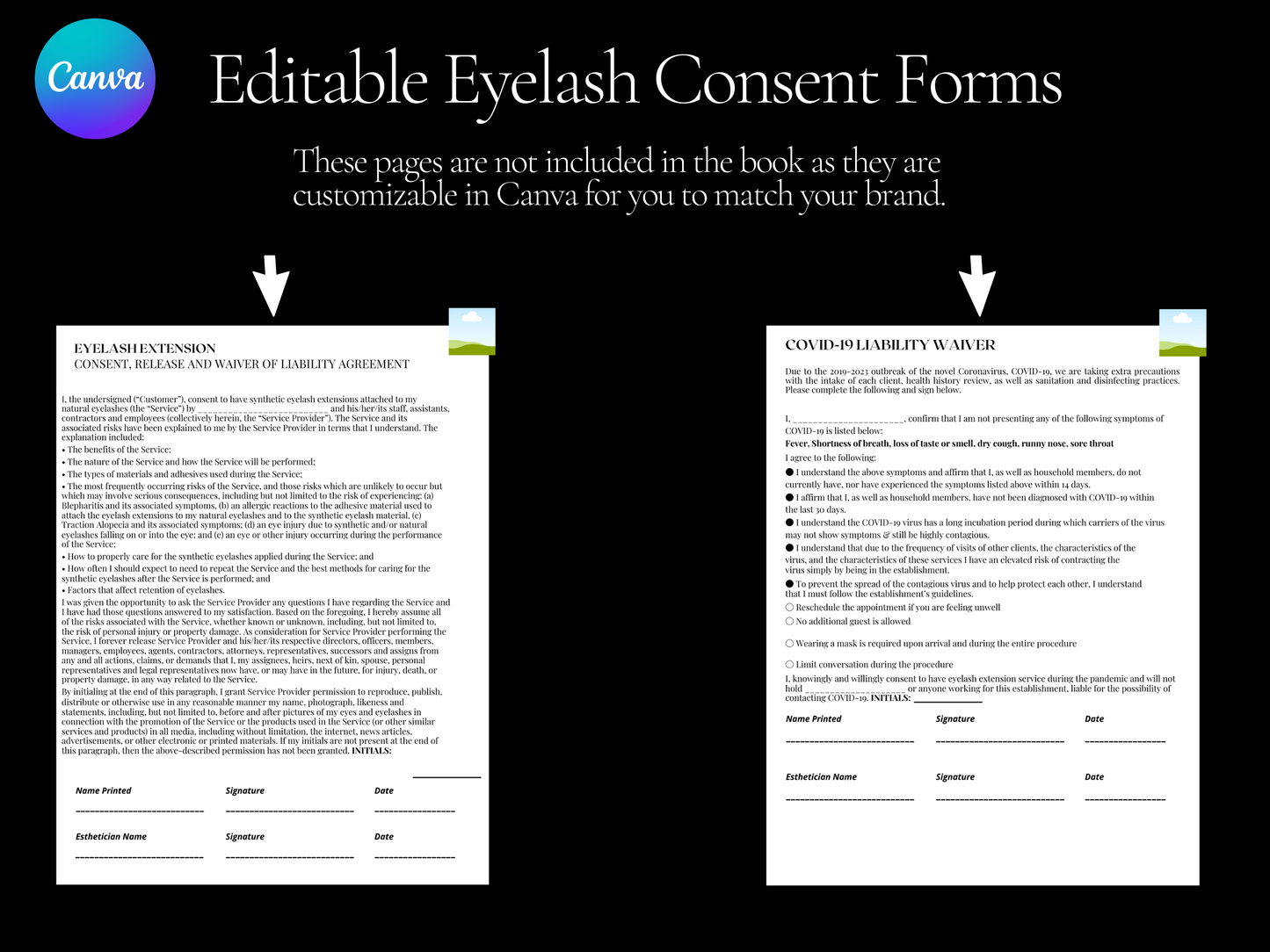 Client Record Book Eyelashes, Modern Lash Client Information Book, Instant Download, GoodNotes Compatible, Instant Download, Consent forms included